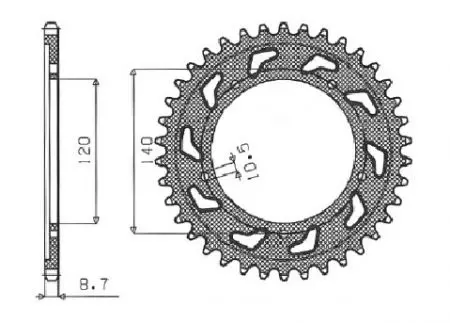 Zadné hliníkové reťazové koleso Sunstar SUNR5-5499-44 veľkosť 530-2