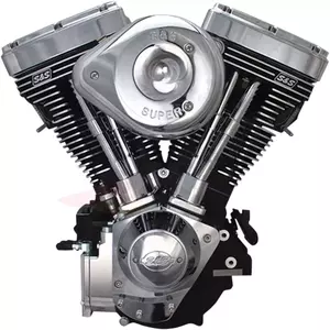 V124 komplett motor med förgasare Wrinkle Black S&S Cycle svart - 31-9885