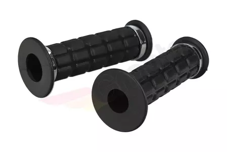 Manetki - gumy kierownicy czarne para z opaskami i kapslem w chrom Simson-3