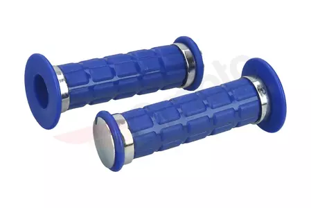 Manetki - gumy kierownicy ciemno niebieskie para z opaskami i kapslem w chromie Simson - 546469