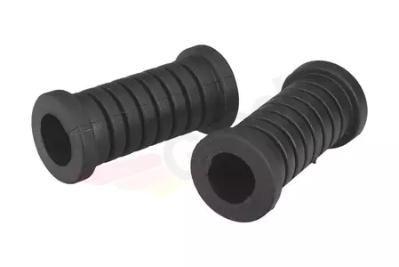 Bestuurdersvoetsteun rubber zwart 2 stuks met kap in chroom nieuw type Simson-2