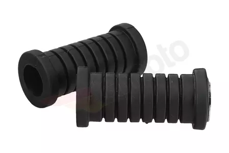 Bestuurdersvoetsteun rubber zwart 2 stuks met kap in chroom nieuw type Simson-3