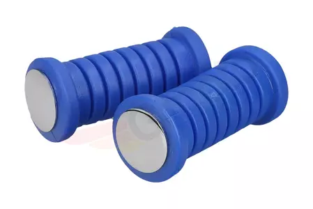 Bestuurdersvoetsteun rubber blauw 2 stuks met kap in chroom nieuw type Simson - 546480