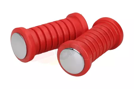 Bestuurdersvoetsteun rubber rood 2 stuks met kap in chroom nieuw type Simson - 546481