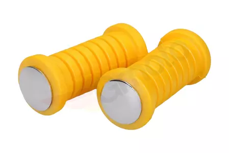 Bestuurdersvoetsteun rubber geel 2 stuks met kap in chroom nieuw type Simson - 546482