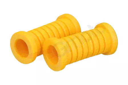 Bestuurdersvoetsteun rubber geel 2 stuks met kap in chroom nieuw type MZ ETZ 150 250 251-2