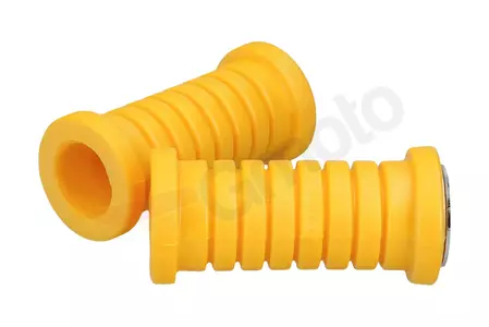 Bestuurdersvoetsteun rubber geel 2 stuks met kap in chroom nieuw type MZ ETZ 150 250 251-3