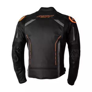 RST S1 CE kožená bunda na motorku čierna/sivá/neon oranžová M-2