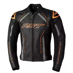 RST S1 CE ādas motocikla jaka melna/pelēka/neona oranža L-1