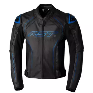 RST S1 CE usnjena motoristična jakna črna/siva/neonsko modra S-1