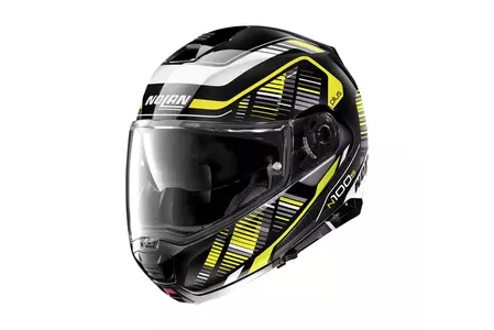 Nolan N100-5 Plus Starboard N-Com casco da moto nero/grigio/giallo L-1