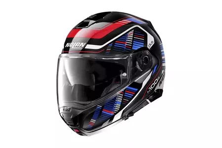 Nolan N100-5 Plus Starboard N-Com nero/rosso/blu mascella casco moto S - N1P000494-048-S