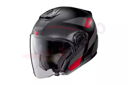 Nolan N40-5 Pivot N-Com atvērtā sejas ķivere motociklam melna/sarkana/pelēka matēta L-1