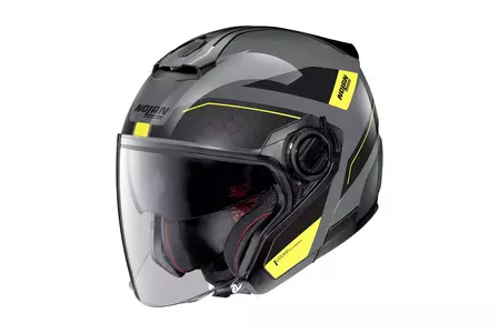 Nolan N40-5 Pivot N-Com open face moottoripyöräilykypärä musta/harmaa/keltainen M - N45000526-026-M