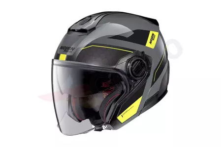 Nolan N40-5 Pivot N-Com motorcykelhjelm med åbent ansigt sort/grå/gul XL-1