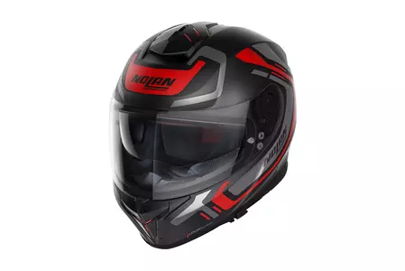 Capacete integral para motociclistas Nolan N80-8 Ally N-Com preto/cinzento/vermelho tapete M - N88000568-039-M