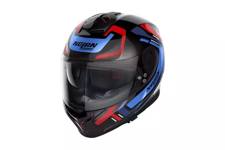 Capacete integral para motociclistas Nolan N80-8 Ally N-Com preto/azul/vermelho M - N88000568-043-M