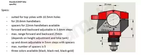Nastavljivi nastavki za volan črna/rdeča Yamaha XJR1300 Gilles-4