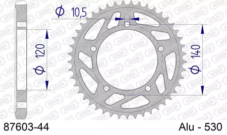 Hliníkové zadné reťazové koleso Afam 87603, veľkosť 44z 530-2