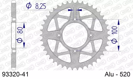 Алуминиево задно зъбно колело Afam 93320, 41z, размер 520-2