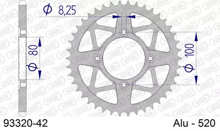 Zadné hliníkové reťazové koleso Afam 93320, 42z veľkosť 520-2