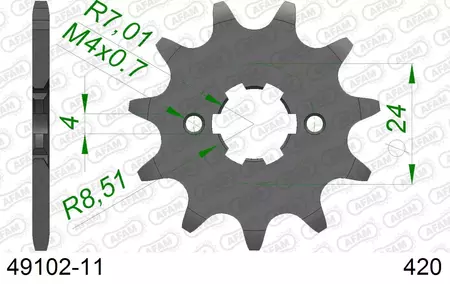 Predné reťazové koleso Afam 49102, 11z veľkosť 420-2
