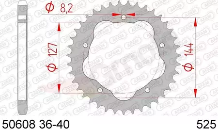 Задно стоманено зъбно колело Afam 50608, 36z размер 525-1