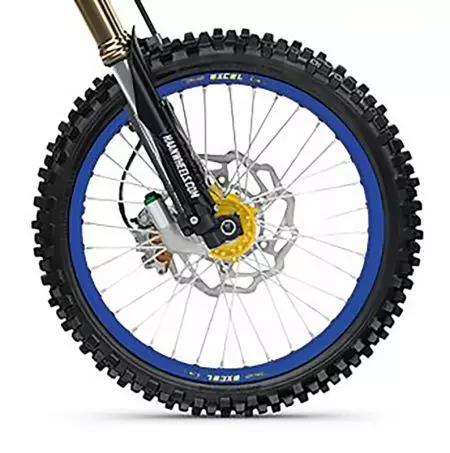 Kompletné predné koleso 17x3.50x36T Haan Wheels modré / zlatý náboj / strieborné špice / strieborné niple - 155506/5/2