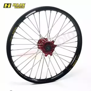 Kompletné predné koleso 19x1.40x32T Haan Wheels čierne / červený náboj / strieborné špice / strieborné niple - 11311436 - OLD