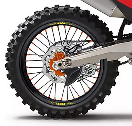 Komplet baghjul 14x1.60x36T Haan Wheels sort / orange nav / sorte eger / orange nipler - 134102/3/10/3/10