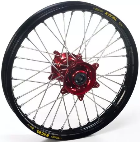 Compleet achterwiel 14x1.60x36T Haan Wheels zwart/rode naaf/zilveren spaken/zilveren nippels - 134102/3/6