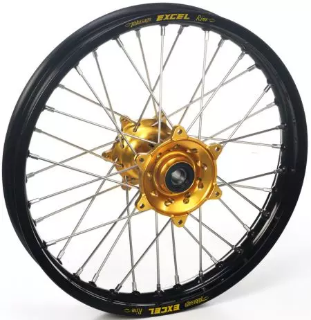 Täydellinen takapyörä 16x1.85x36T Haan Wheels musta / kultainen napa / hopeanväriset pyörät / hopeanväriset nipat - 134103/3/2
