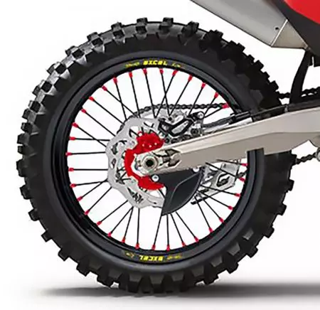 Compleet achterwiel 18x2.15x36T Haan Wheels zwart / rode naaf / blauwe spaken / rode nippels - 156012/3/6/3/6