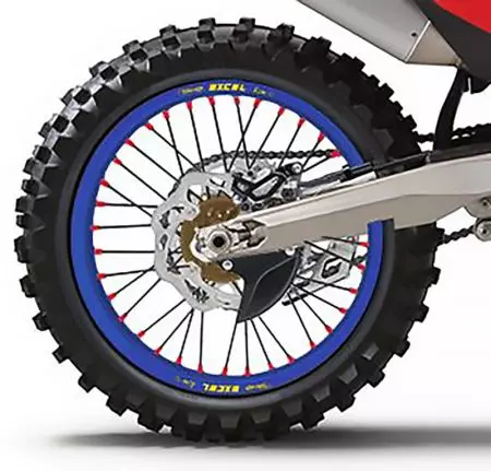Täydellinen takapyörä 19x1.85x36T Haan Wheels sininen / magnesium napa / mustat pyörät / punaiset nipat - 156015/5/9/3/6