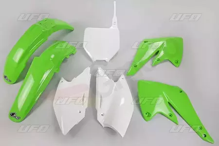 Uppsättning UFO-plast Kawasaki KXF 250 grön vit - KA203B999
