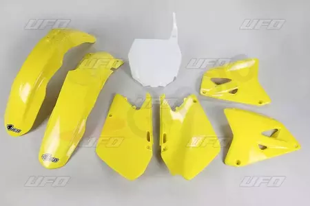 Komplet plastików UFO Suzuki RM125 250 żółty biały  - SU401999