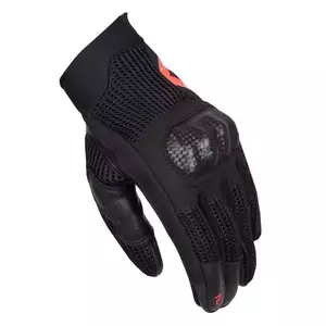 Rebelhorn GAP III guantes de moto de cuero negro y rojo fluo L-2