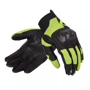 Rebelhorn GAP III guantes de moto de cuero negro y amarillo fluo 3XL-1
