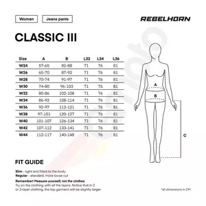 Spodnie motocyklowe jeans damskie Rebelhorn Classic III Lady skinny fit czarne W32L32-3