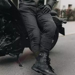 Calças de ganga Rebelhorn Nomad de corte afunilado com lavagem preta para motociclistas W30L32-3