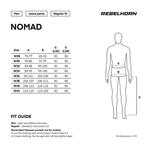 Rebelhorn Nomad kapeneva istuvuus pestyt siniset farkut moottoripyörähousut W42L32-7