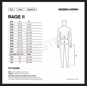 Spodnie motocyklowe jeans Rebelhorn Rage II tapered fit sprane czarne W42L34-7