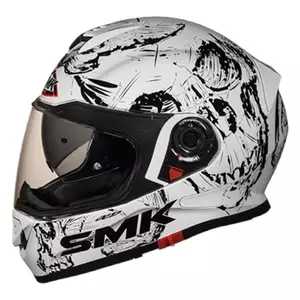 SMK Twister Skull ολοκληρωμένο κράνος μοτοσικλέτας λευκό/μαύρο M-1