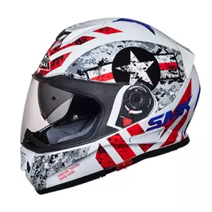 SMK Twister Captain integralus motociklininko šalmas baltas/raudonas/pilkas M-1