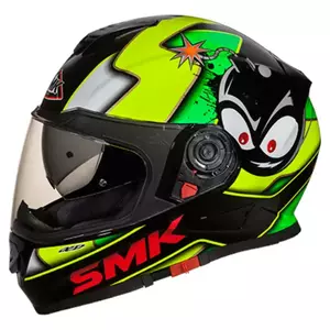 SMK Twister Cartoon integrālā motociklista ķivere melna/dzeltena/zaļa M-1