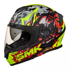 SMK Twister Attack integreret motorcykelhjelm sort/fluo/rød mat M-1