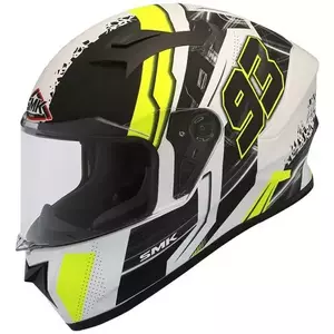 SMK Stellar Swank casco moto integrale bianco/nero/giallo opaco M-1