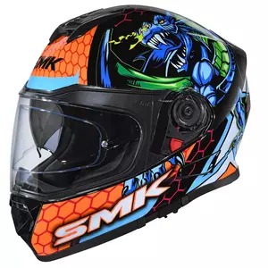 Capacete integral de motociclista SMK Twister Dragon preto/laranja/azul S-1