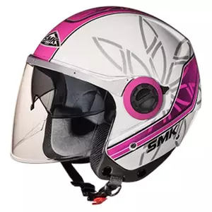 SMK Swing Essence åben motorcykelhjelm hvid/pink/sølv XL - SMK0105/17/GL192/XL