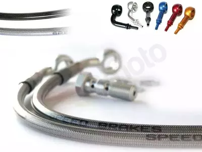 Tecnium Stahlflex-Bremsleitung vorne (4 Stück) Kawasaki 650 Vulcan carbon/silver